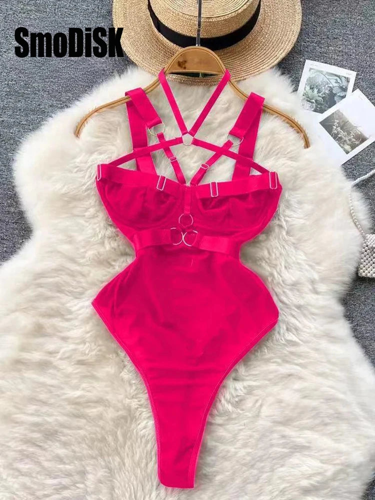 Women Preppy Style Sexy Uniform Sets 2024 V Neck Sheer Top+Lace Up Mini Skirt+Thongs Hollow Out Cosplay Porn Suits