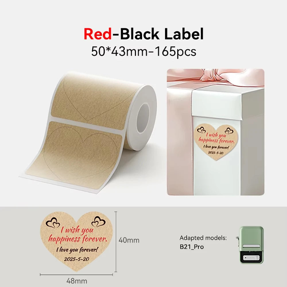 NEW Arrivals  Red & Black Dual Color Thermal Label Paper for B21 Pro Printer 300dpi Photo Paper With Adhesive Backing
