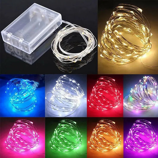 10-12M 1Pack Fairy Light String Led Copper Wire String Light  Battery Powered For Bedroom Garden Party Wedding Decoration