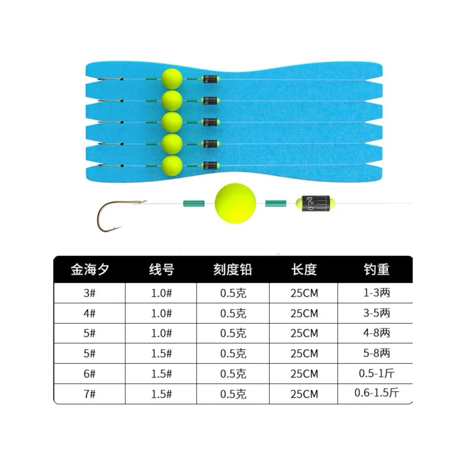 5 PCS Set of Anti-Backlash Short Sub-Line Double Hook Tied and Finished Golden Sea Sunset European Hovering Tease Fishing Accessories Tool Sets