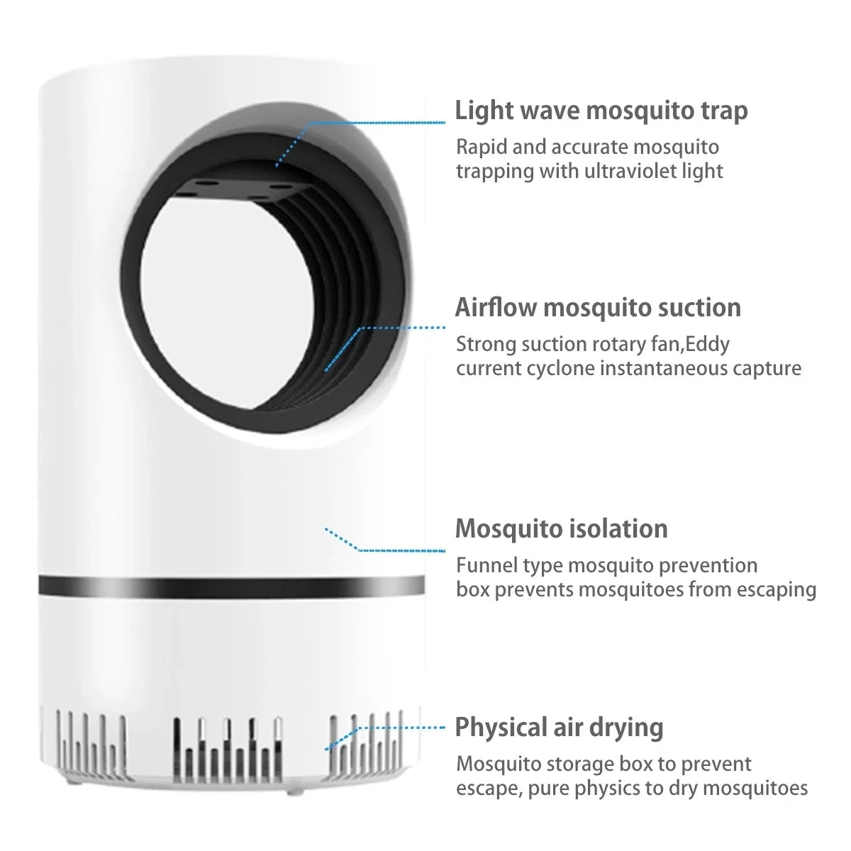 New Indoor Electric Mosquito Trap Mosquito Killer Lamp with USB Power Supply and Adapter Suction Fan Outdoor Insect Fly Trap