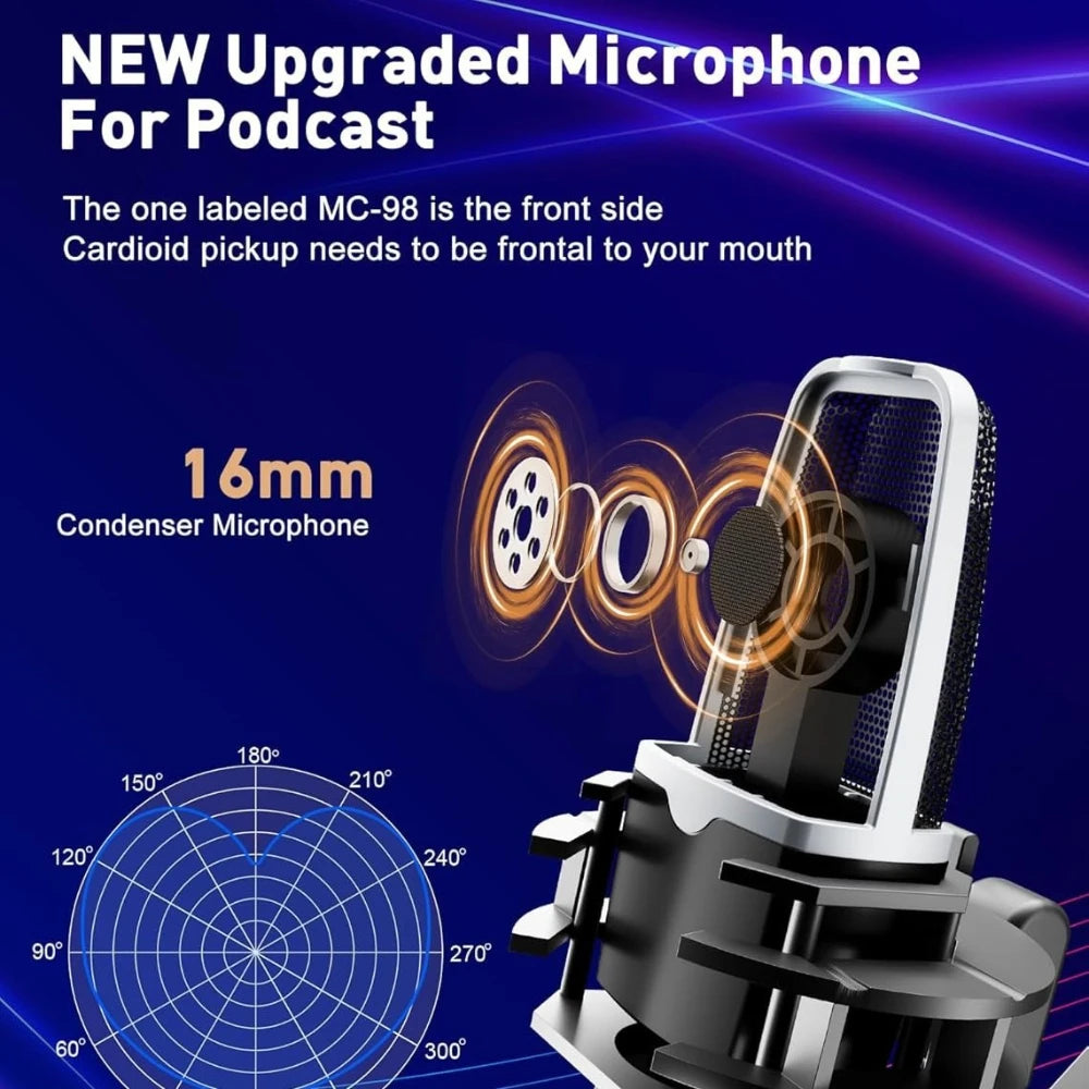 Professional P99 Live Sound Card Podcast Equipment Live Broadcast DJ Device with MC98 Microphone Set For Music/Recording Live Streaming