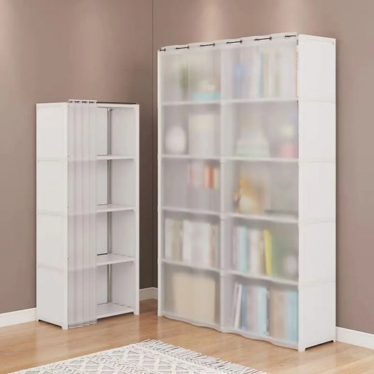 5 Layers Dustproof Wardrobe High Capacity Partition Bookshelf Bedroom Open Simple Assembly Storage Cabinet Bedroom Furniture