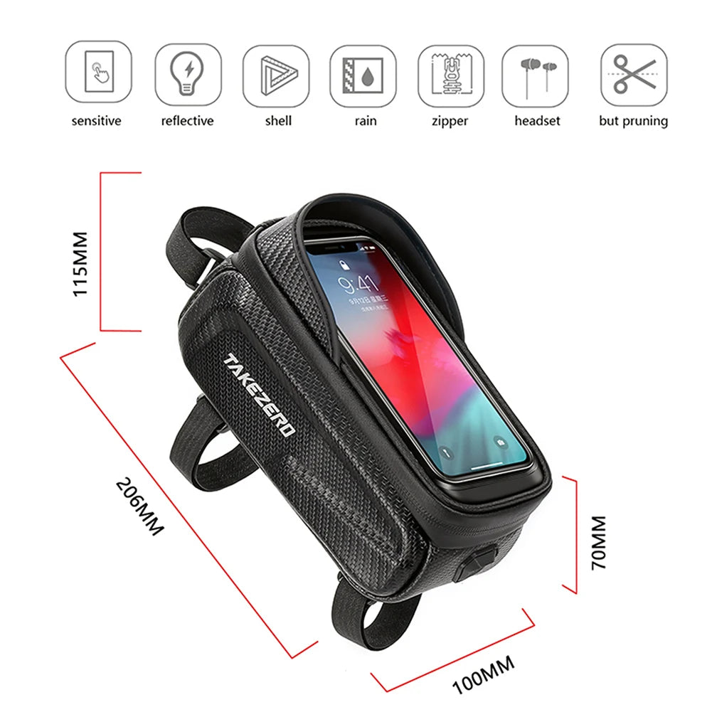 Bicycle Bag 1L Frame Front Top Tube Bike Bag Handlebar Mtb Touch Screen Cycling Bag Phone Holder Case Bicycle Accessories