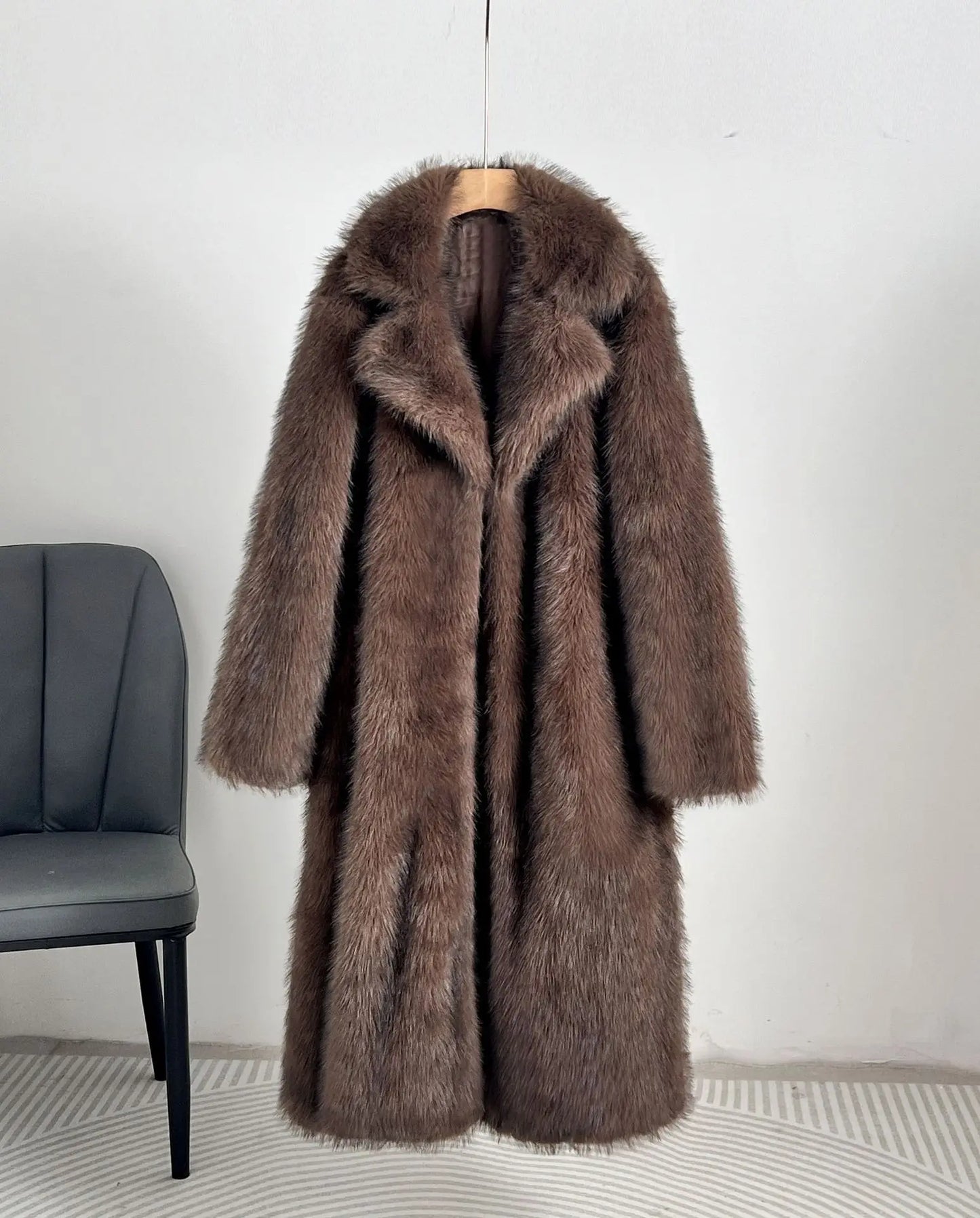 Low-Price Sales are Limited S-2XL NEW Luxury Women's Female Faux Fur Coat Lapel Loose Long Sleeve Solid Color Loose Thick Warm Camel Jackets Winter Snow Warm Outerwear Girls Ladies Winter Luxury Fashion Clothing Supplies