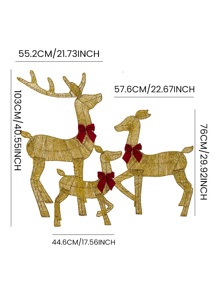 NEW 3PCS Set Lighted Christmas Large Reindeer Water Resistant Light Up Decoration For Garden Glowing Reindeer Outdoor Yard Ornament New Year