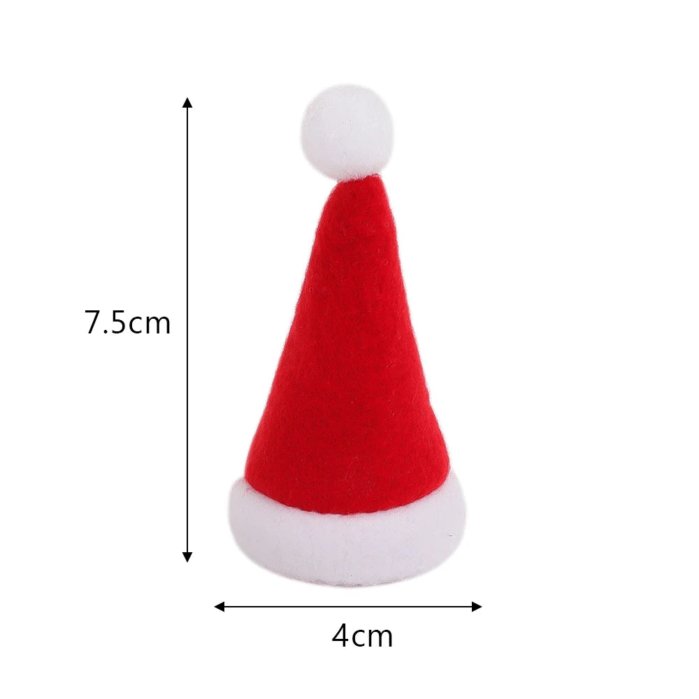 50-100-200PCS Set Mini Santa Claus Hats Wine Bottle Covers Lollipops Candy Caps Christmas Tableware Holder Bottles Bags Xmas New Year Party Decoration