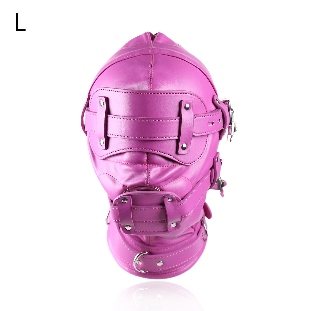 SM Leather Padded Hood Blindfold With Lock Head Harness Mask Fetish Slave BDSM Bondage Erotic Sex Toy Couples Cosplay Party Mask