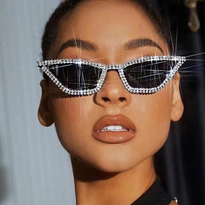 5 Colors Special-Shaped Cat-Eye Fashion Sunglasses Niche Hip-hop Trendy Sunglasses With Dimond For Women 2154