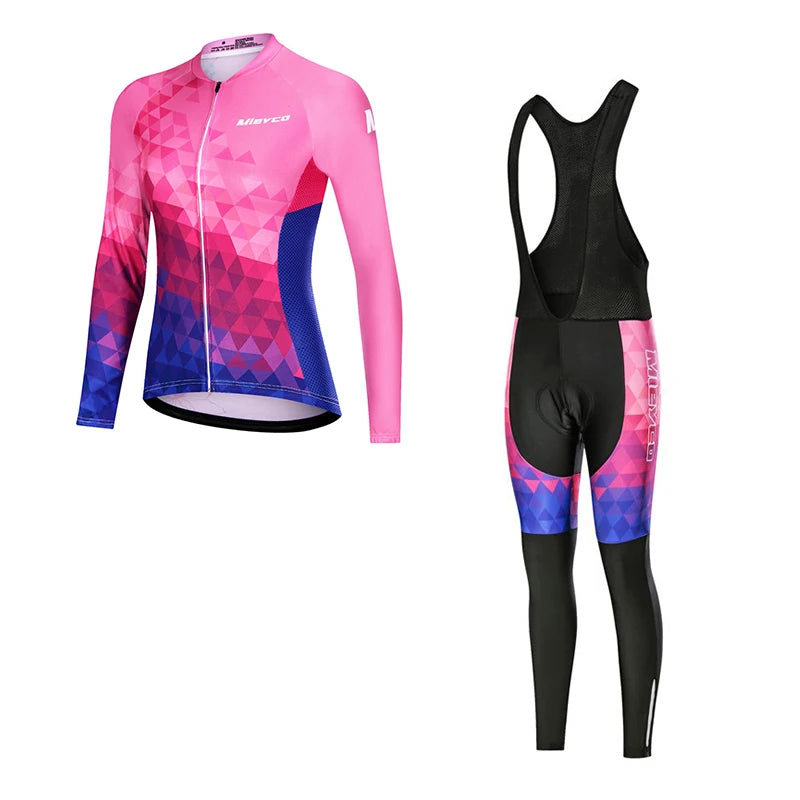 NEW Arrivals S-4XL (Size Smaller Than Usual) Women Cycling Jersey Set Gloves Long Sleeves Head Cap Pants Kits Clothing Long Sleeve MTB Bicycle Racing Apparel Accessories Sports Fashion Clothing Supplies