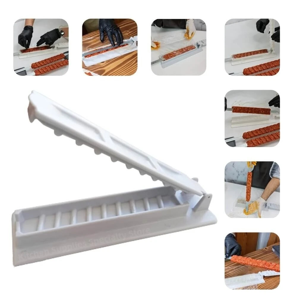 NEW Single Row Kebab Maker Barbeque Camping Grill Meat Skewer Machine Kebab Press Maker Reusable Plastic BQ Skewer Maker Kebab Preparation Cooking Tools
