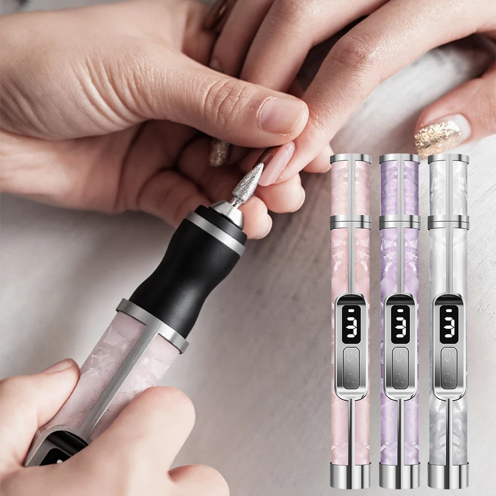 NEW Arrivals Rechargeable Electric Nail Drill Kit with LED Display, Portable Nail File Machine for Acrylic Gel Nails Polishing at Home, Beauty Salon Spa Accessories Cosmetic Supplies