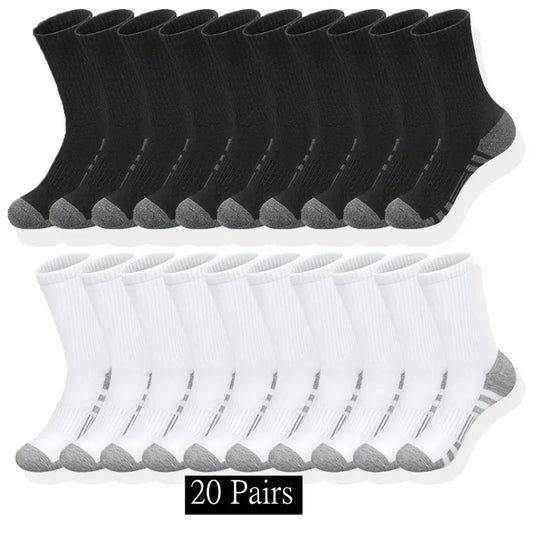 NEW 10/20/30 Pairs Women Men's Classic Crew Cycling Socks Unisex Sports Socks for Men Running Basketball Anti-Slip Outdoor Breathable Socks Sports Apparel Accessories