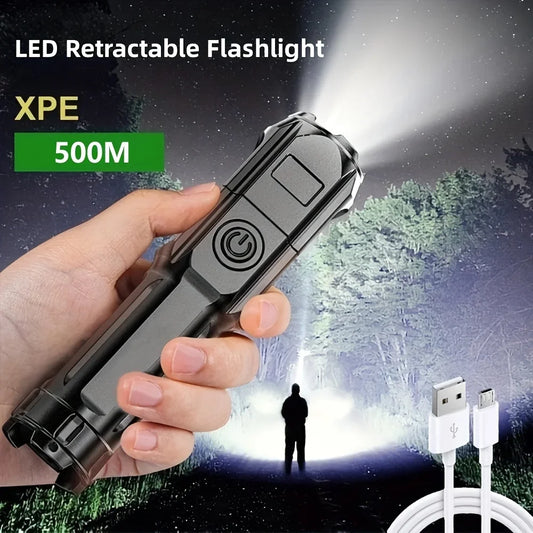 Powerful LED Flashlight Rechargeable USB Waterproof Zoom Outdoor Travel Camping Hiking Fishing Hunting 100,00 Lumen Tactical Flashlight LED Torch