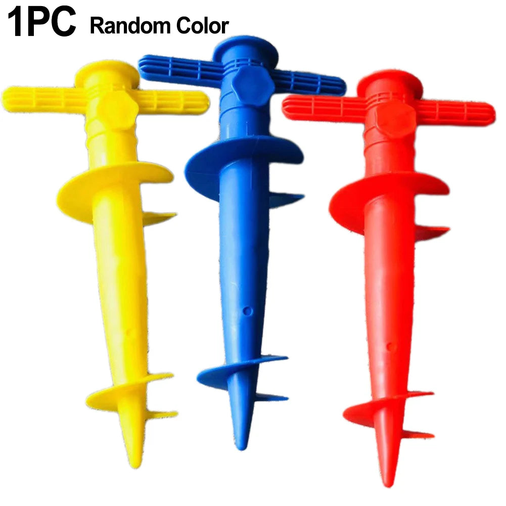 NEW Arrivals 1PC Random Color Umbrella Base Adjustable Plastic Sun Beach Patio Sand Ground Fixing Tools Anchor Stand Spike Auger Keep Holder Outdoor Camping Beach Garden Accessories