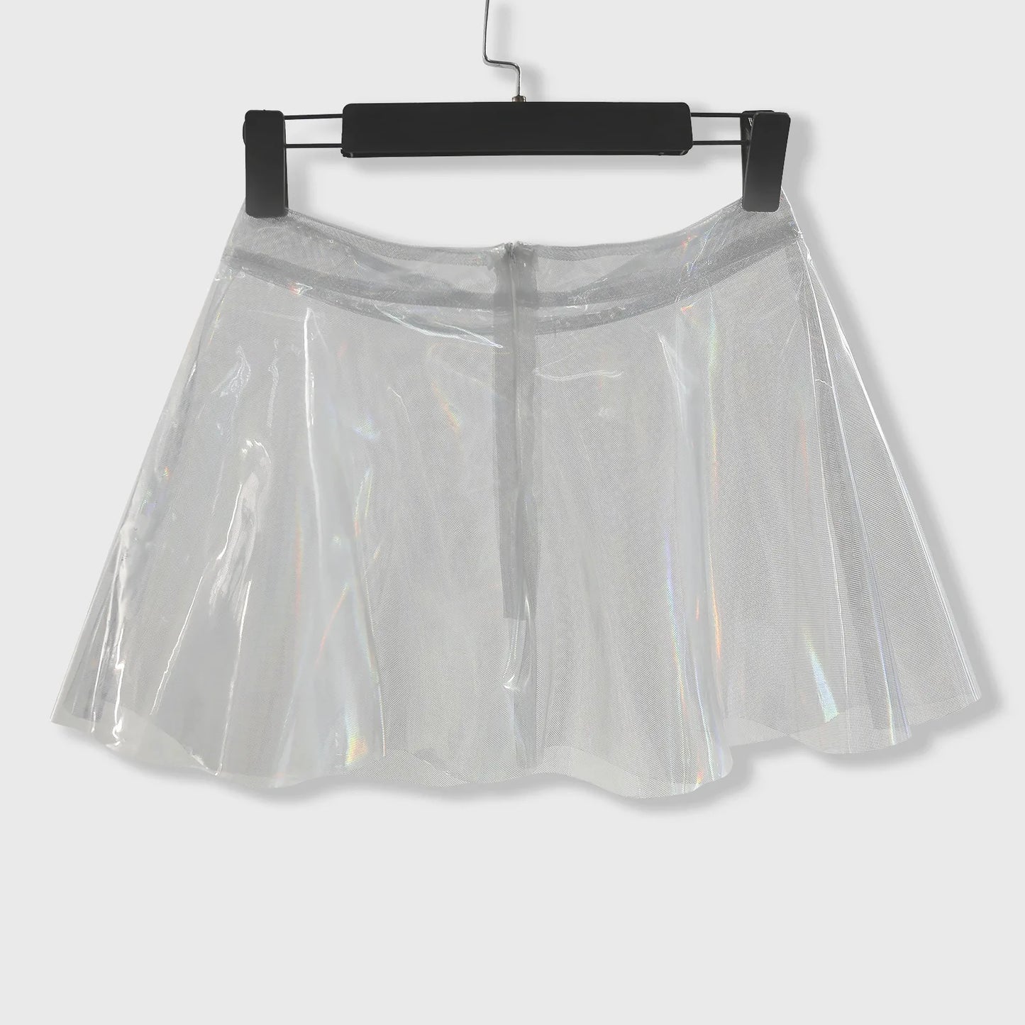 S-XL UK Size Women's Holographic Sexy Hot Mini Skirt Shiny See Through Evening Rave Beach Party & Night Outfit Mini Skirt High Waist Clubwear Novelty Skirts Sexy Hot Girls Apparel Accessories
