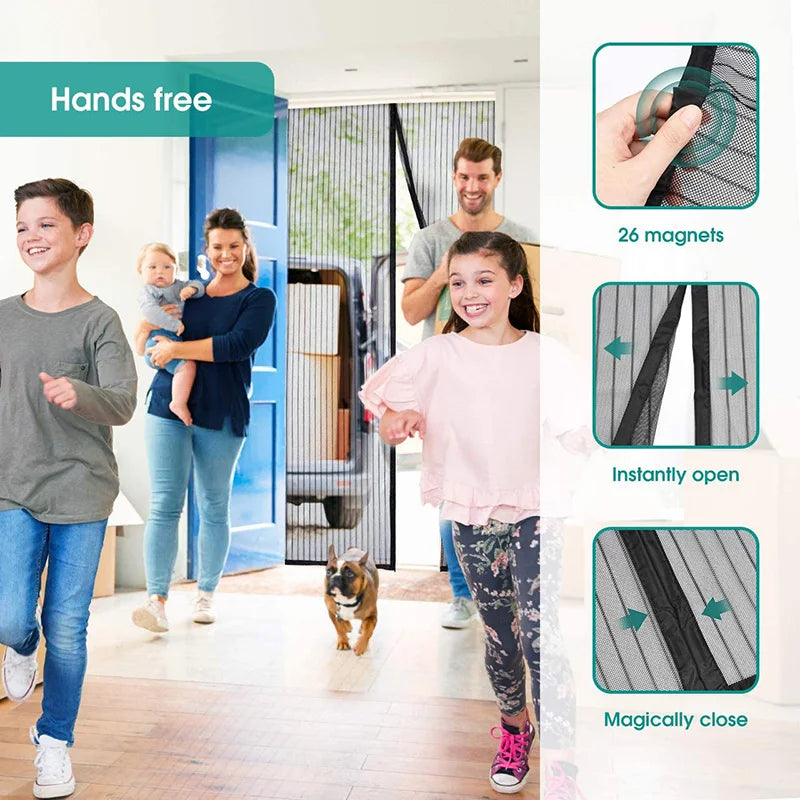 NEW Arrivals 80CMx210Cm - 2Mx240CM White/Gray/Black Color Magnetic Mosquito Net Tool-Free Summer Anti Bug Fly Door Curtains Mesh Automatic Closing Door Screen Kitchen Anti Bug Fly Door Screen