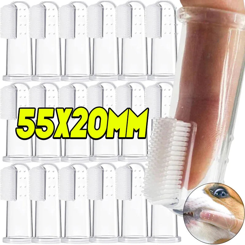 30 PCS Set Super Soft Pet Finger Toothbrush Teddy Dog Brush Bad Breath Tartar Plaque Treatment Teeth Care Tool Dog Cat Cleaning Silicone Gel Pet Cleaning Supplies