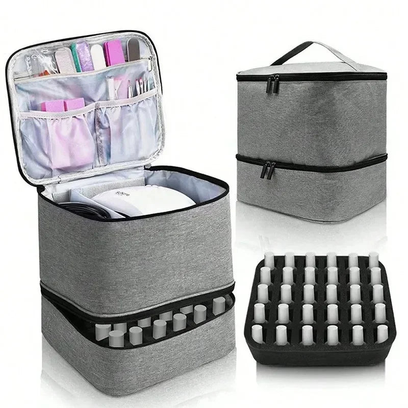 Essential Oil Bag Portable Nail Polish Storage Bag Makeup Cases Organizer Cosmetic Handbag with Handle 1/2 Layers for Travel