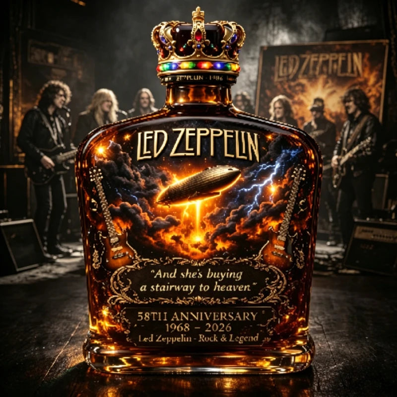 LED ZEPPELIN 58th Anniversary Whiskey Flask Portable Hip Flask Stainless Steel Whiskey Wine Bottle Decanter for Rock Fans Gift Home Bar Drinkware Night Club Pubs Barware Accessories