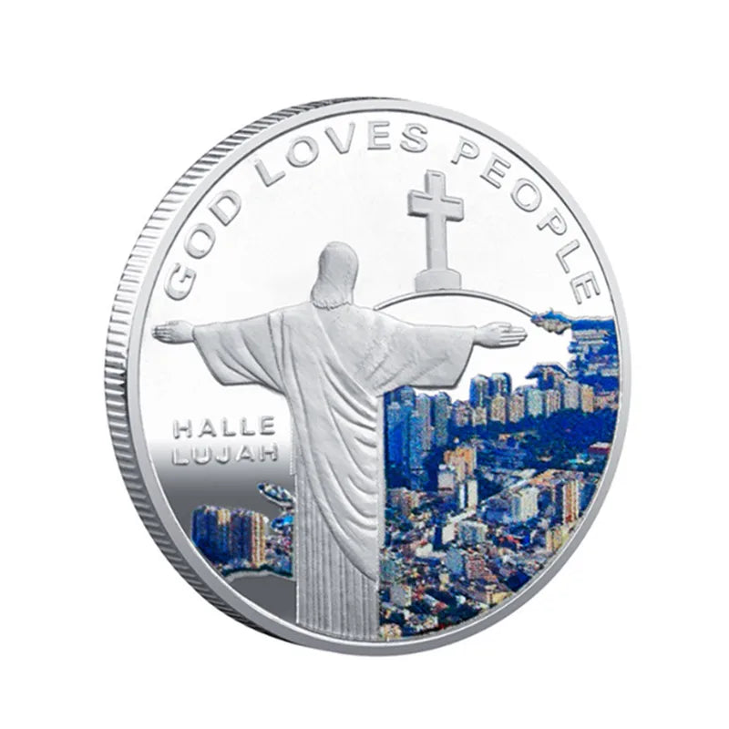 JESUS Commemorative Coin Christ Metal Medallion Gold Plated Silver Coin Religious  Coin Collection