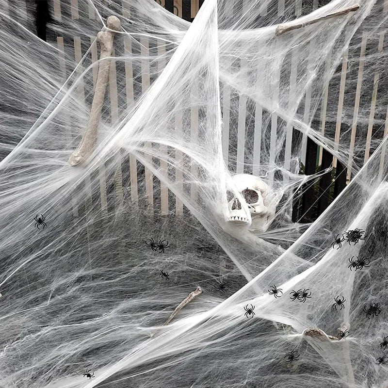 20PCS Halloween Scary Party Decor Stretchy Spider Web Cobweb Cotton Horror Halloween Decoration for Bar Haunted House Scene Props