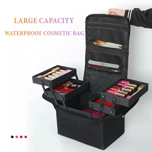 Large Capacity Women's Cosmetics Bag Makeup Case Multi-layer Manicure Hairdressing Suitcase Travel Tool Storage Organizer