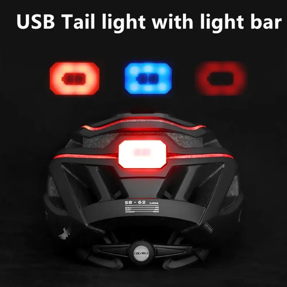 NEW!!!! Cycling Helmet USB Charging Tail Light with Light Bar Professional MTB Riding Electric Scooter Motorcycle Bicycle Helmet