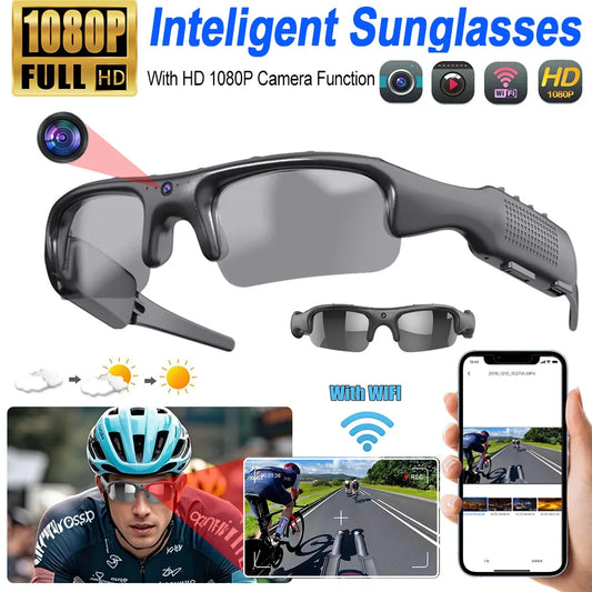 NEW HD 1080P Glasses WIFI Camera Outdoor Bicycle Motorcycle Security Protection Sunglasses Video Camera Smart Glasses Sports Camera