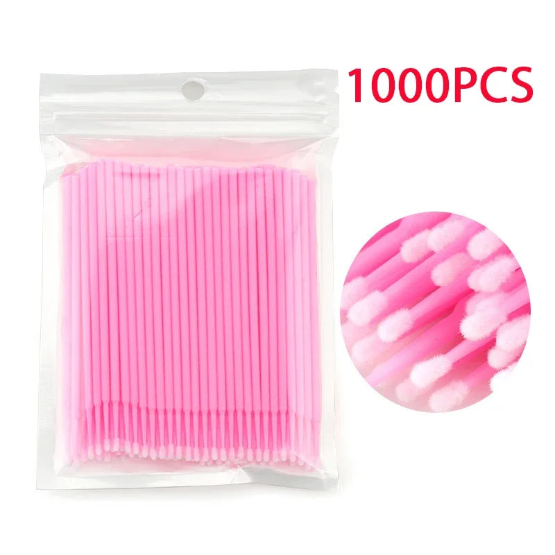 500/1000PCS 4 Colors Eyelash Wool Fiber Cleaning Brush Highly Colorful Crystal Brush Eyelash Micro Brush Beauty Makeup Clean Remover Tool Women Cosmetic Accessories