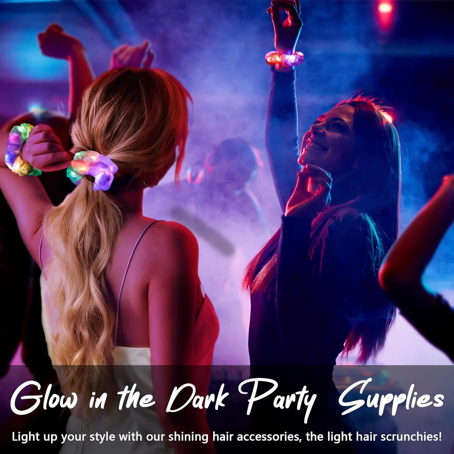 1/10/20 PCS Set LED Luminous Earrings Scrunchies Glowing Hairband Girl Light Up Hair Scrunchy Rave Festival Party Night Clubwear Headwear Supplies Hair Accessories