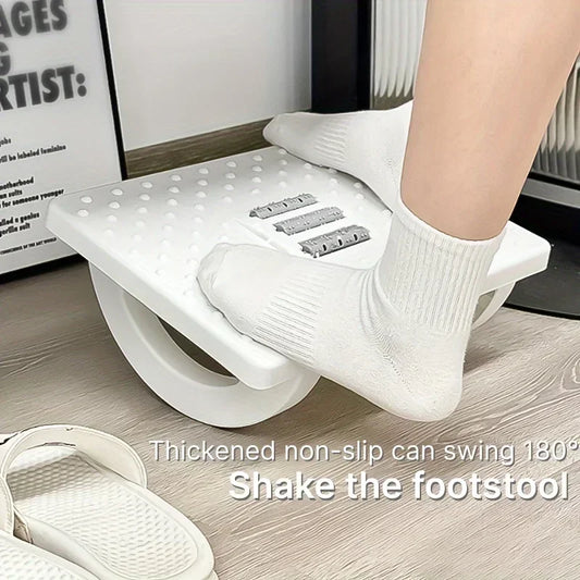 Black/White Color Home Office Work Computer Gaming  Footrest Under Desk Foot Stool Anti-Crossed Legs Semi-Circular Rocking Chair Anti-Slip Massage Roller Footrest Foot Stool