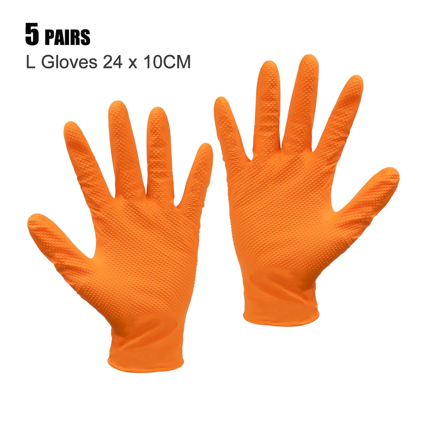 NEW Arrivals 5Pairs Black/Orange Color Heavy Duty Rubber Gloves Industrial Reusable Gloves Extra Thick Mechanic Glove Home Kitchen Garden Car Anti-Slip Safety Work Gloves