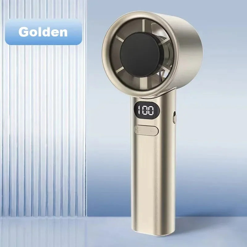NEW 120 Speeds Mini Handheld Fan Mute Handheld Fan 4 Speeds Adjustment Air Calculating Fan With Power Display Portable Handheld Fan