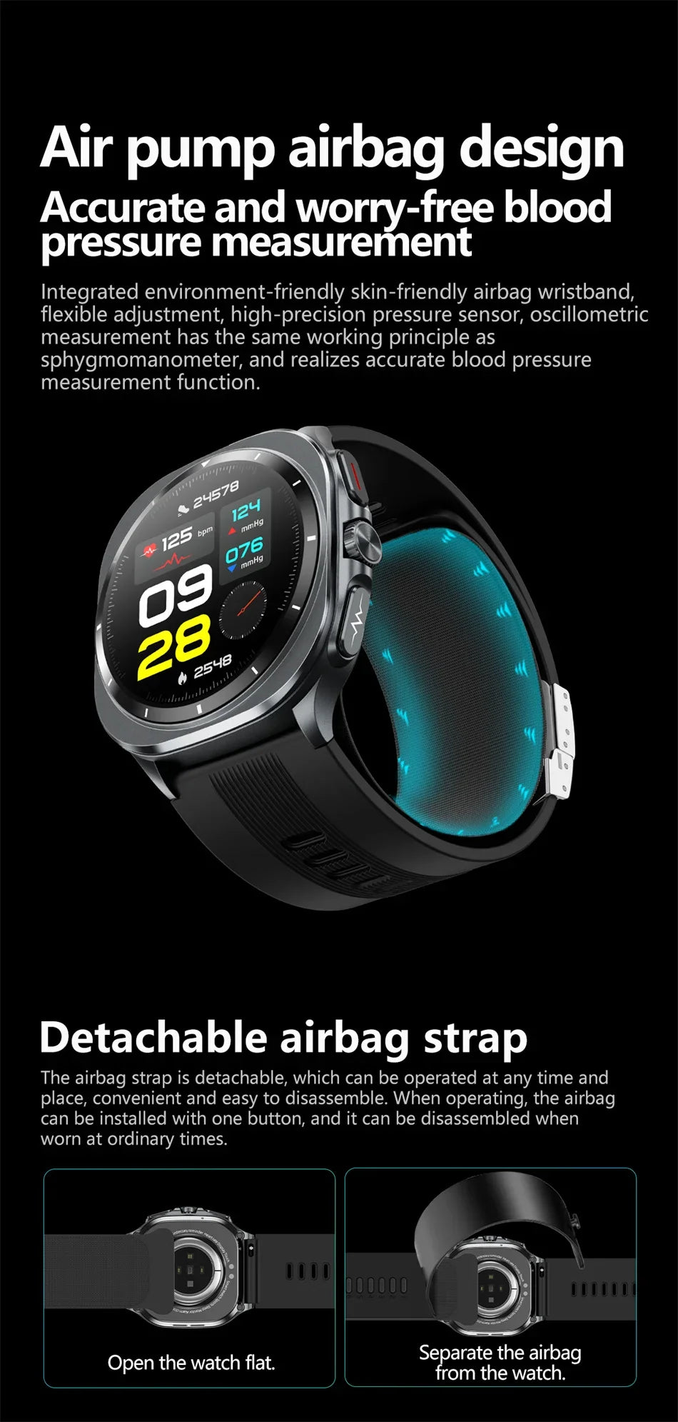 NEW Sapphire Smart Watches Blood Pressure Health Monitoring Blood Lipid Uric Acid ECG PPG NFC Call Health Smartwatch For Android iOS Sports Health Care Supplies