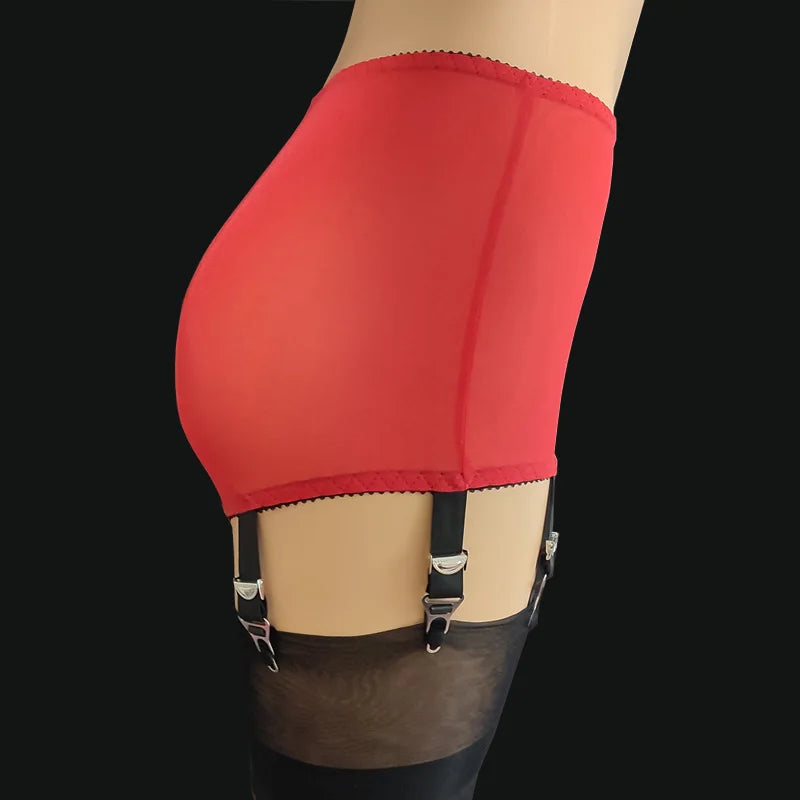 S-3XL Plus Size White/Black/Red Color Front/Back Open Crotch Panty Garter Belt for Stockings Lace Embroidery Sexy Mesh Suspenders Curvy Women Crotchless Garters Exotic Lingerie