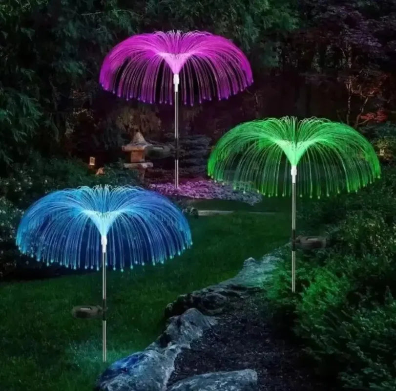 3/5 Layers Outdoor Solar Jellyfish Lights - Waterproof 1-5 Layer Fiber Optic Decor for Garden Pathway, Lawn Patio Landscape Lighting