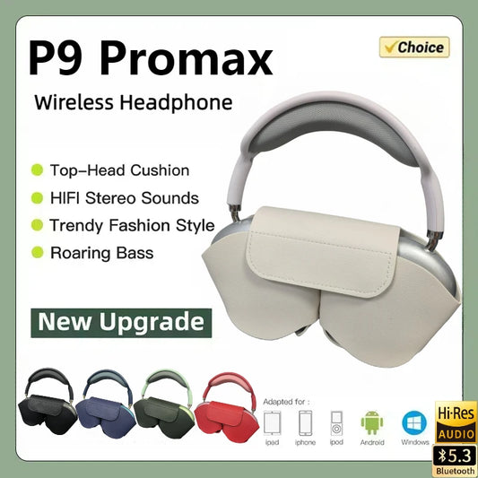 NEW P9 Pro Max With Case Wireless Bluetooth Headphones Outdoor Sports Gaming Wireless Headsets with Microphone Supports TF Card for Phone PC Outdoor Travel Sports Products