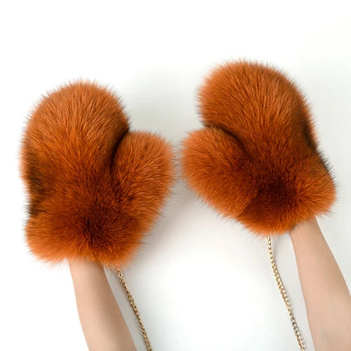 NEW Arrivals Hot Sale Winter Women Luxury Natural Real Fox Fur Gloves Warm 100% Genuine Fox Fur Mittens Girl Fashion Luxury Real Fox Fur Glove