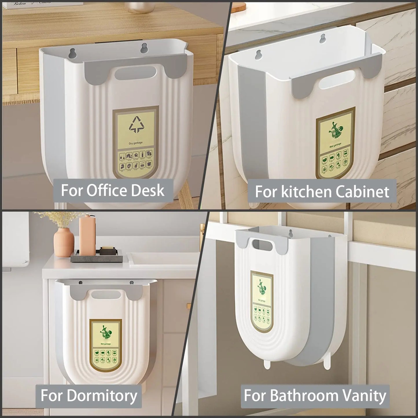 NEW Arrivals 6L-10L Foldable Kitchen Trash Can Organizer Wall-Mounted Cabinet Door Hanging Waste Bin for Easy Drainage Kitchen Organizers Storage