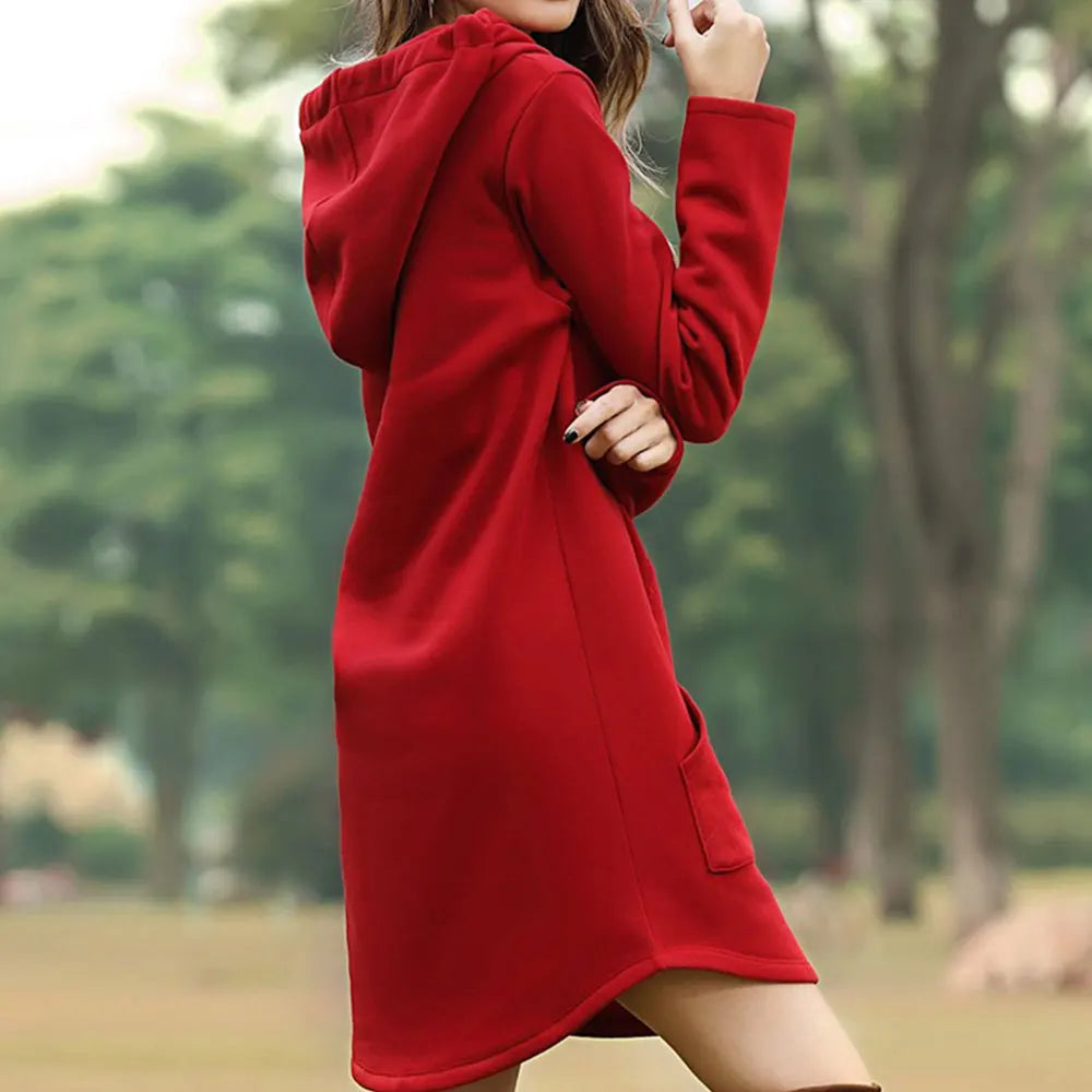 Jolee Jolee Casual Loose Solid Women Hoodies Long Style Sweatshirt Casual Pocket Oversized Hoodie Hoody Dress Pullover