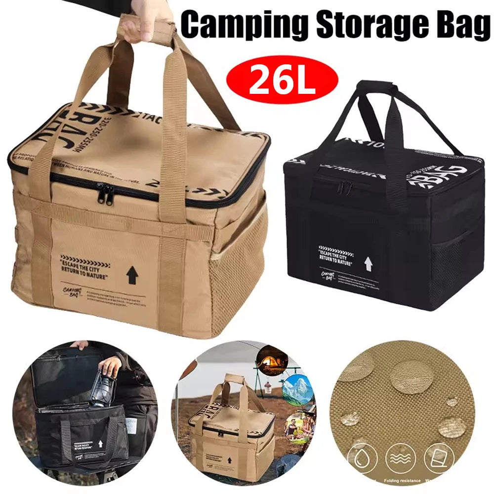 26 L Outdoor Camping Storage Bag Cooler Lunch Box Thermal bag Travel Tableware Handbag Insulated bag for Camping Picnic Tool