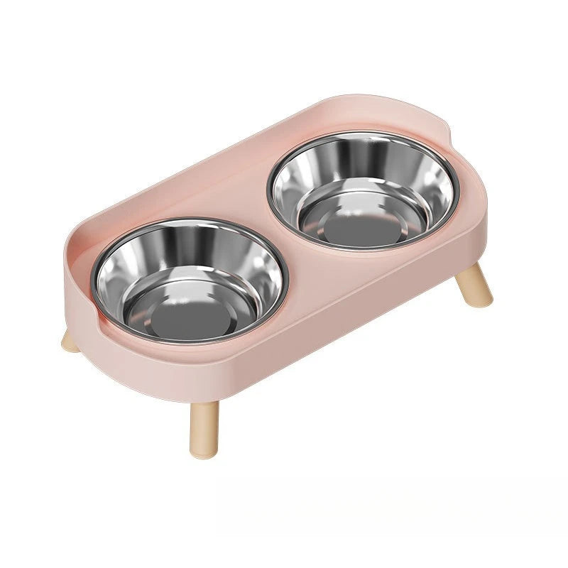 NEW Arrivals 4 Colors Cat Bowl Stainless Steel Double Bowl Anti Knock Pet Bowl Water and Food Integrated Cat and Dog Bowl Protects Cervical Spine