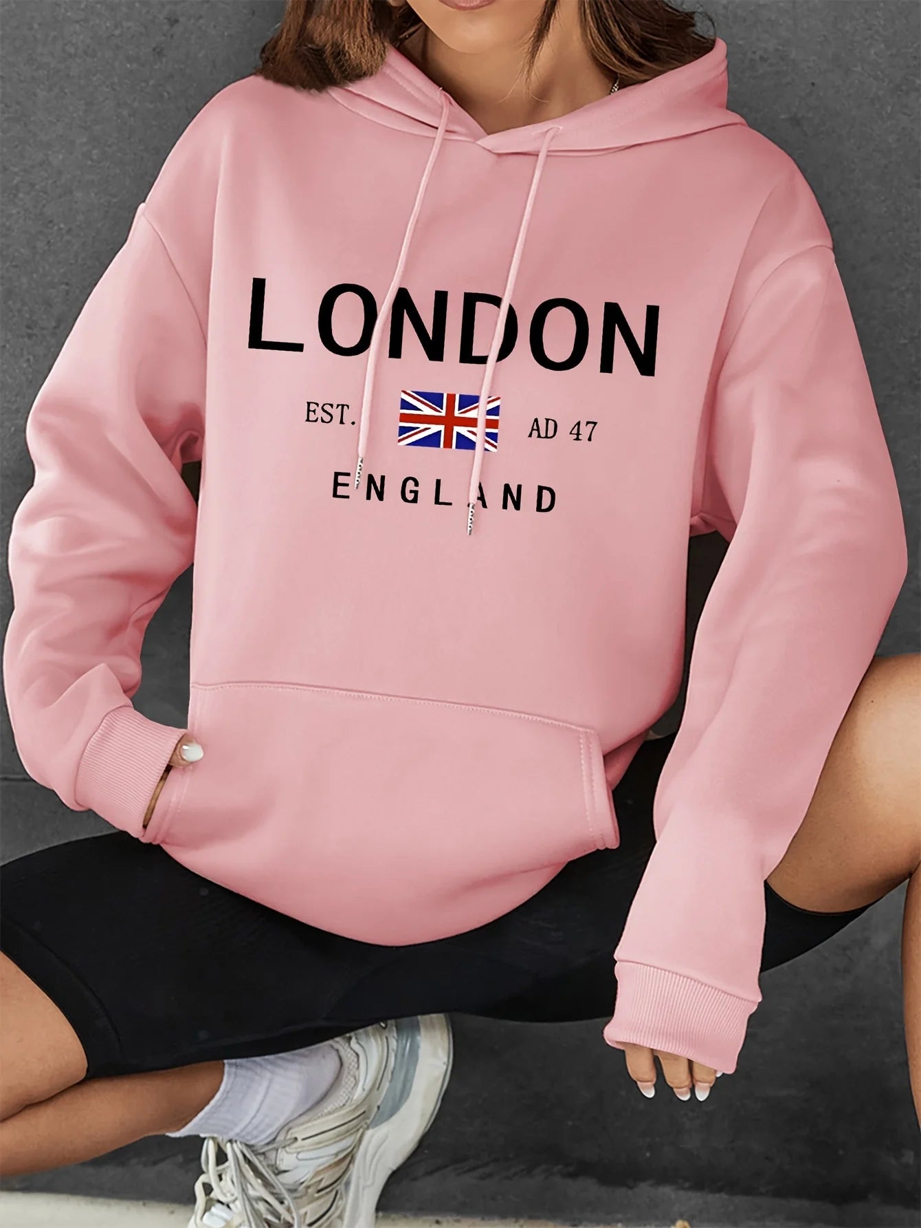 NEW Arrivals Vibrant London Drawstring Hoodie - Fashion Hoodies with Kangaroo Pocket Casual Long Sleeve Boys Girls Streetwear Casual Fashion Clothing Supplies