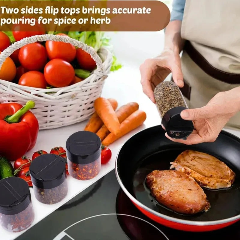 NEW 100ml 6 PCS Set Plastic Spice Jars with Shaker Lids Transparent Safety Plastic Bottles for Home Kitchen Storing Spices Seasoning Powders Jars Home Barbeque Kitchenware Supplies