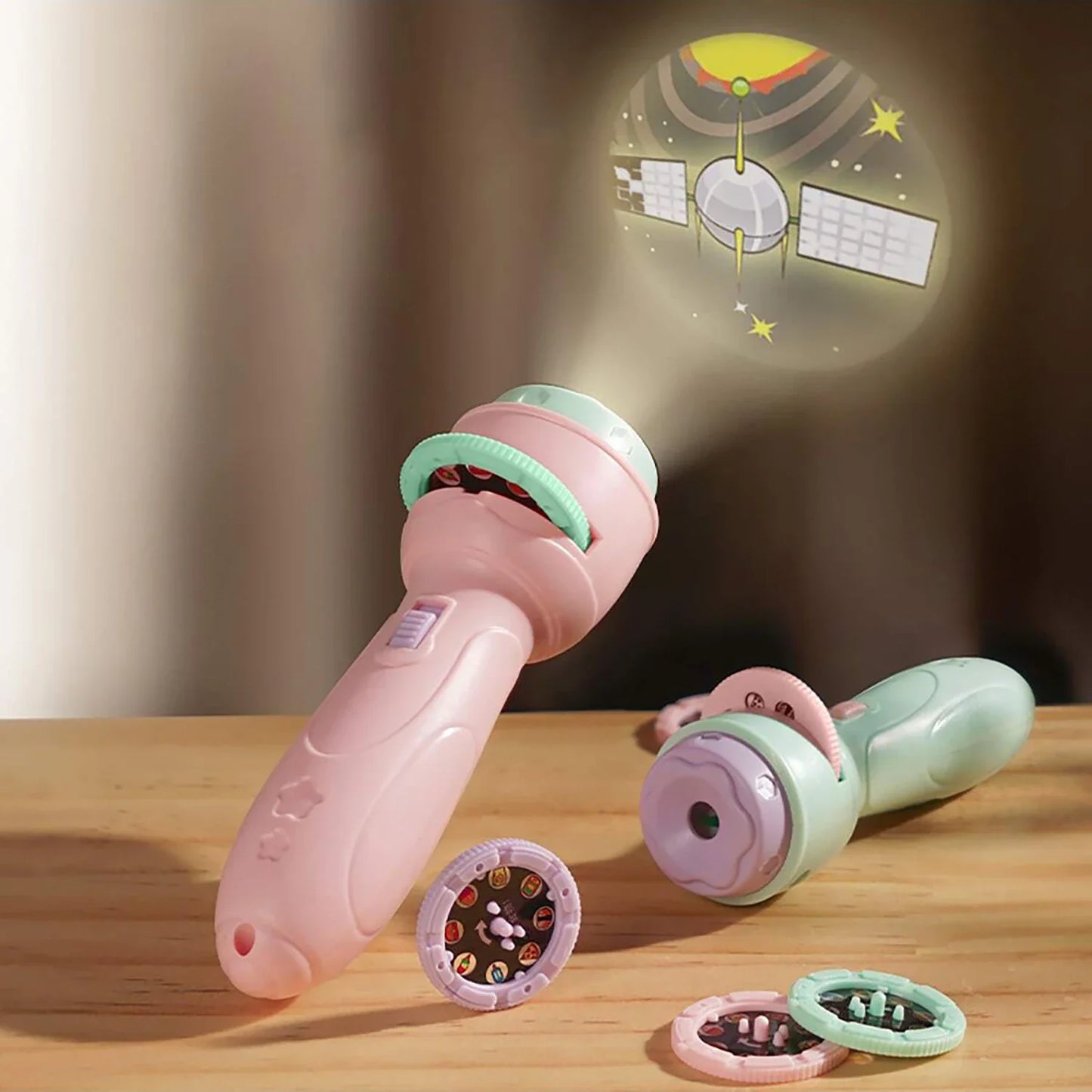 3 PCS Set Children's Projection flashlight Toy, Luminous Projector Early Education Cognitive Fun Pattern