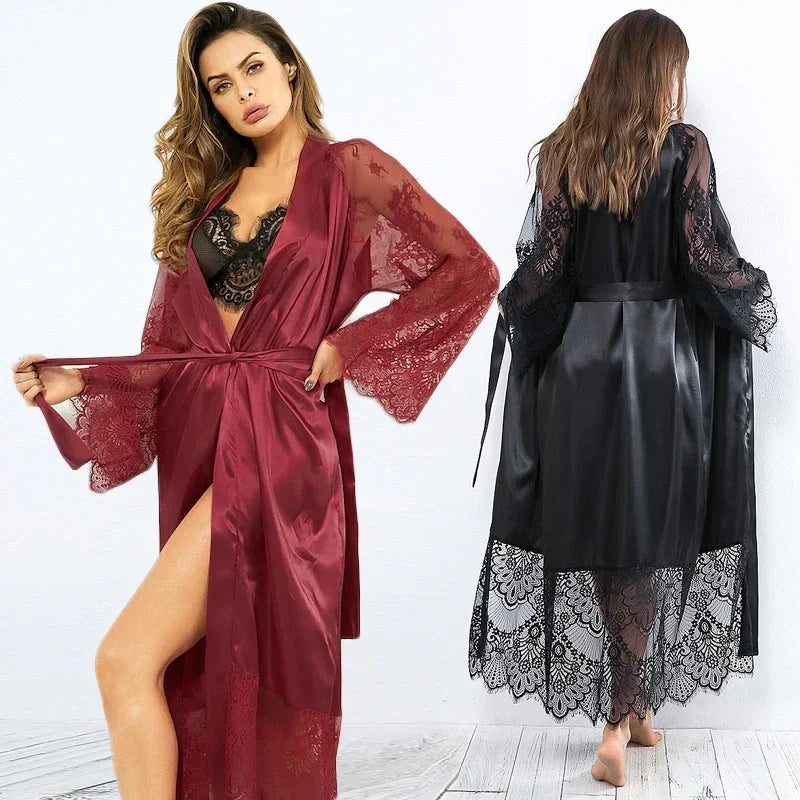 Luxurious Bridesmaid Robes for Women's Sexy Lingerie Satin Kimono Sleep Long Dress Sleepwear Pajamas Bathrobe Nightgown Female Ladies Luxury Lingerie Fashion Apparel Products