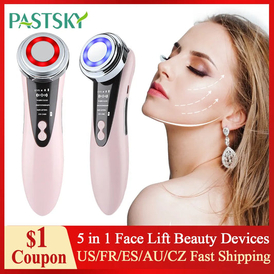 5 In 1 Beauty Device Red&blue Light Therapy Skin Rejuvenation Skin Tightening Eye Care Facial Cleansing Face Lift Face Massager
