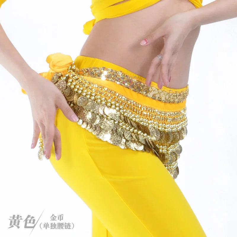 NEW Arrivals 10 Patterns Women Belly Dance Coins Belt Belly Oriental Dance Hip Scarf Costume Accessories Dancing Skirt Decoration