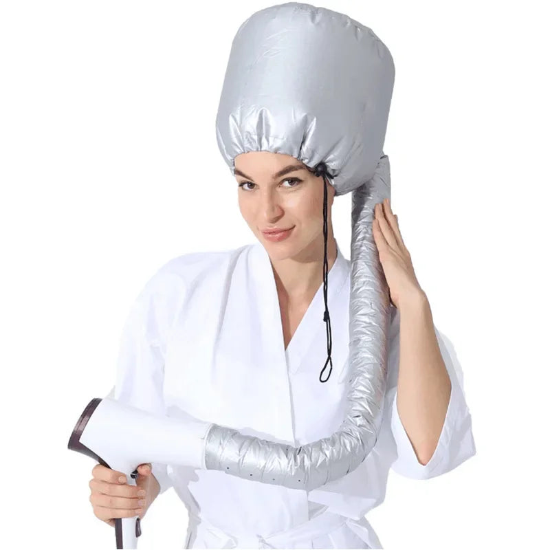 Silver Color Portable Hair Bonnet Dryer Cap Lazy Man Hair Dryer Cap Quick Dry Hair Dryer Heating Set Oil Baking Cap Household Hairdressing Salon Accessories